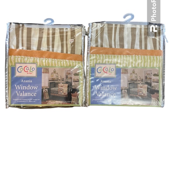 COCALO BABY NWT Lot of 2 Azania Animal Print Window Valance baby bedroom green - Picture 2 of 10